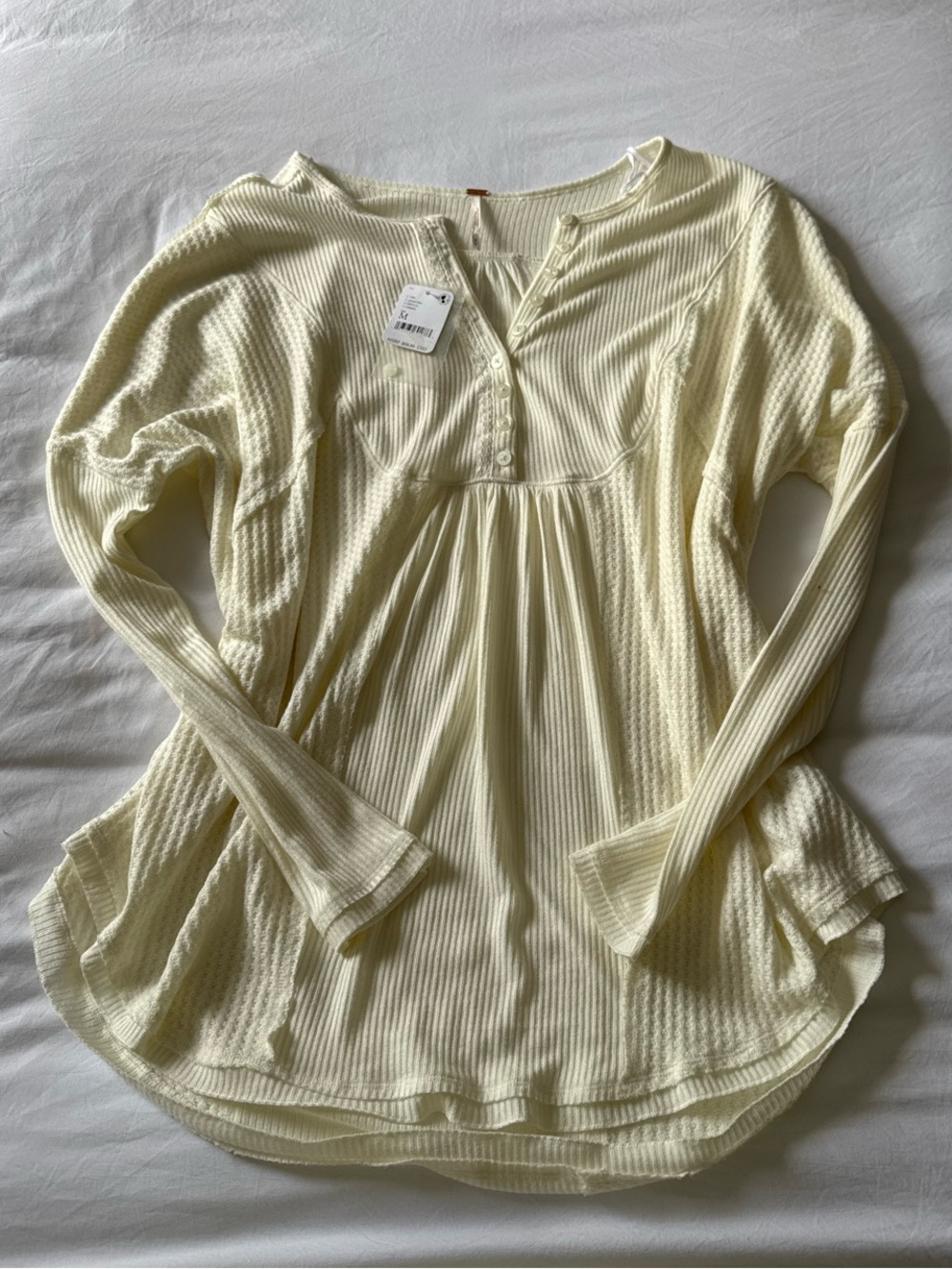 NWT Free People Waffle Knit Long Sleeve Shirt